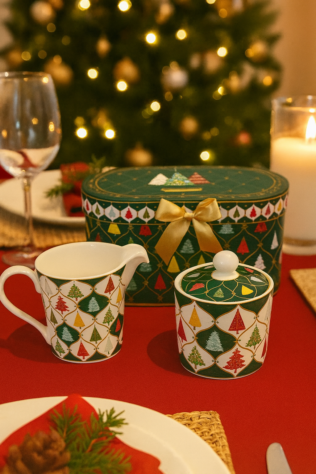Set 2 Cremero Tree Gift Box Porcelana