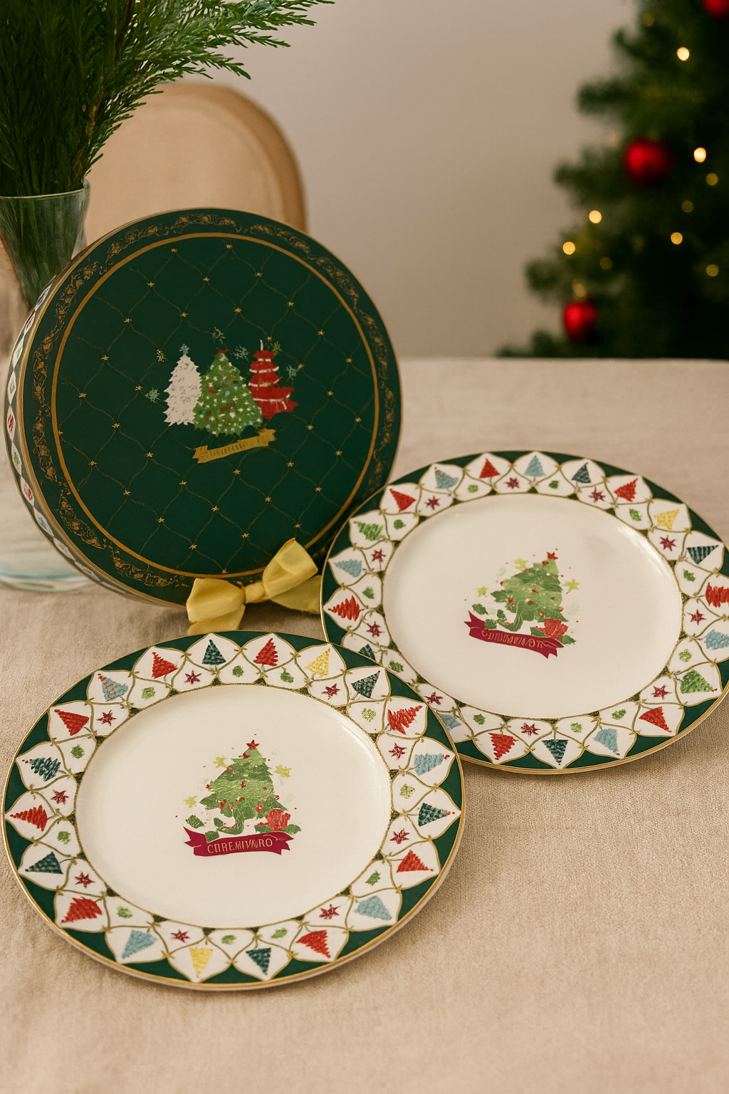Set 2 Plato Tree Mediano Gift Box Porcelana