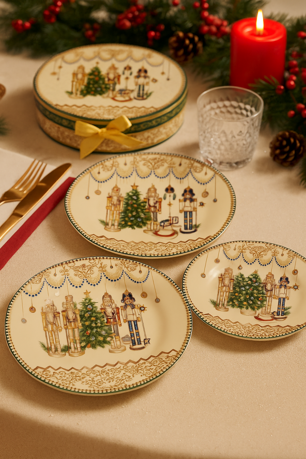Set 2 Plato Xmas Mediano Gift Box Porcelana