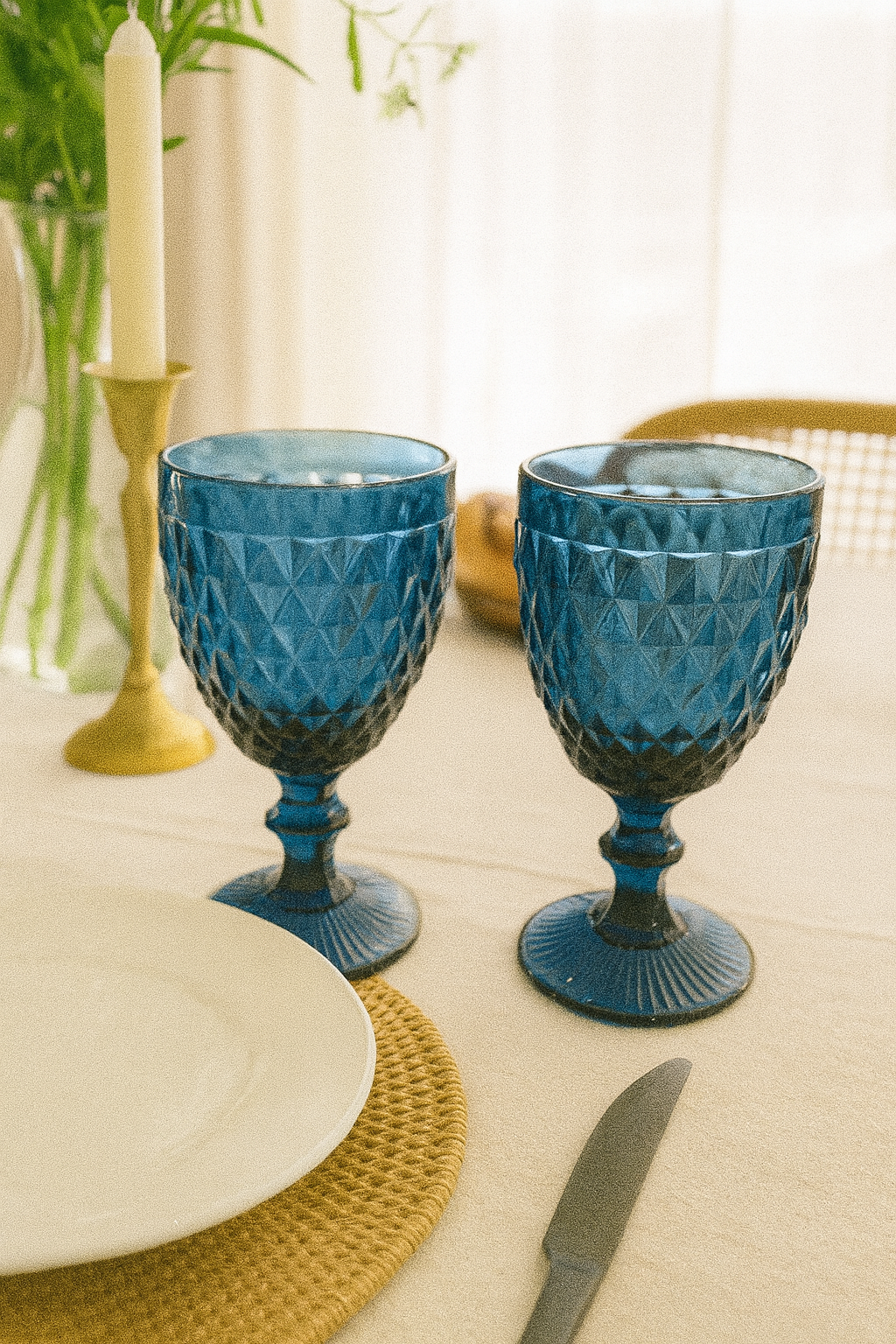 Set 6 Copas Triangle Azul