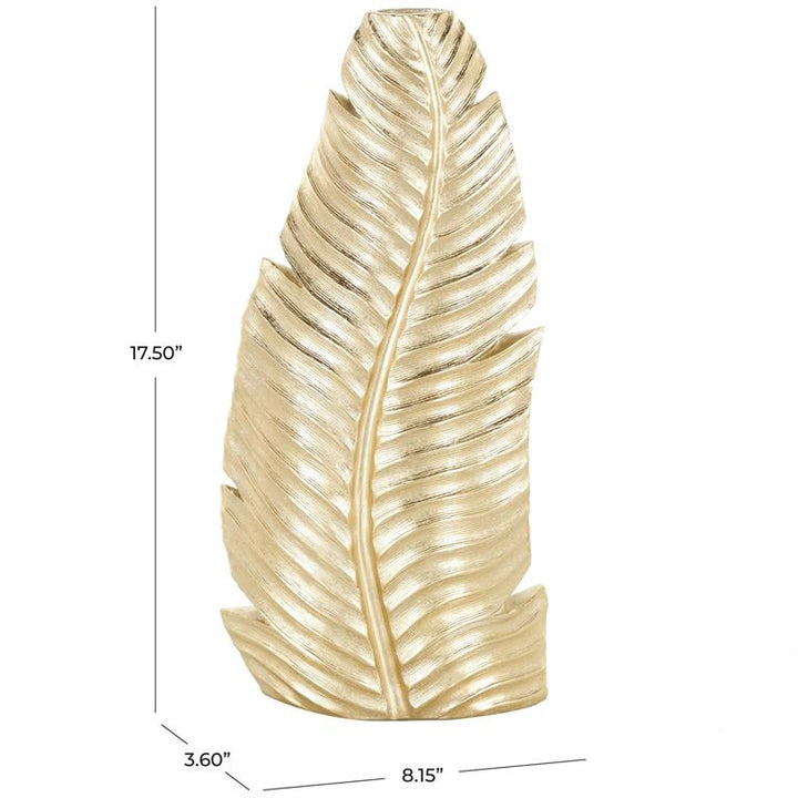Jarrón Pr Hoja De Oro 21Cm Ancho X 45Cm Alto X 10Cm Fondo