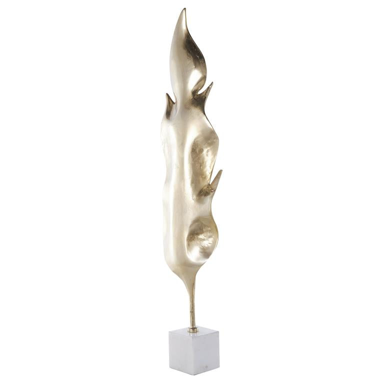 Escultura de Hoja de Mármol Aluminio y Pan De Oro Modelo 1