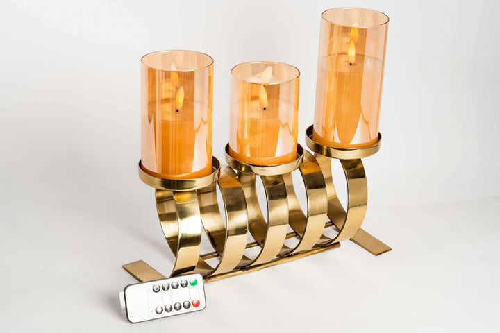 Set 3 Velas Electricas Con Control Beige