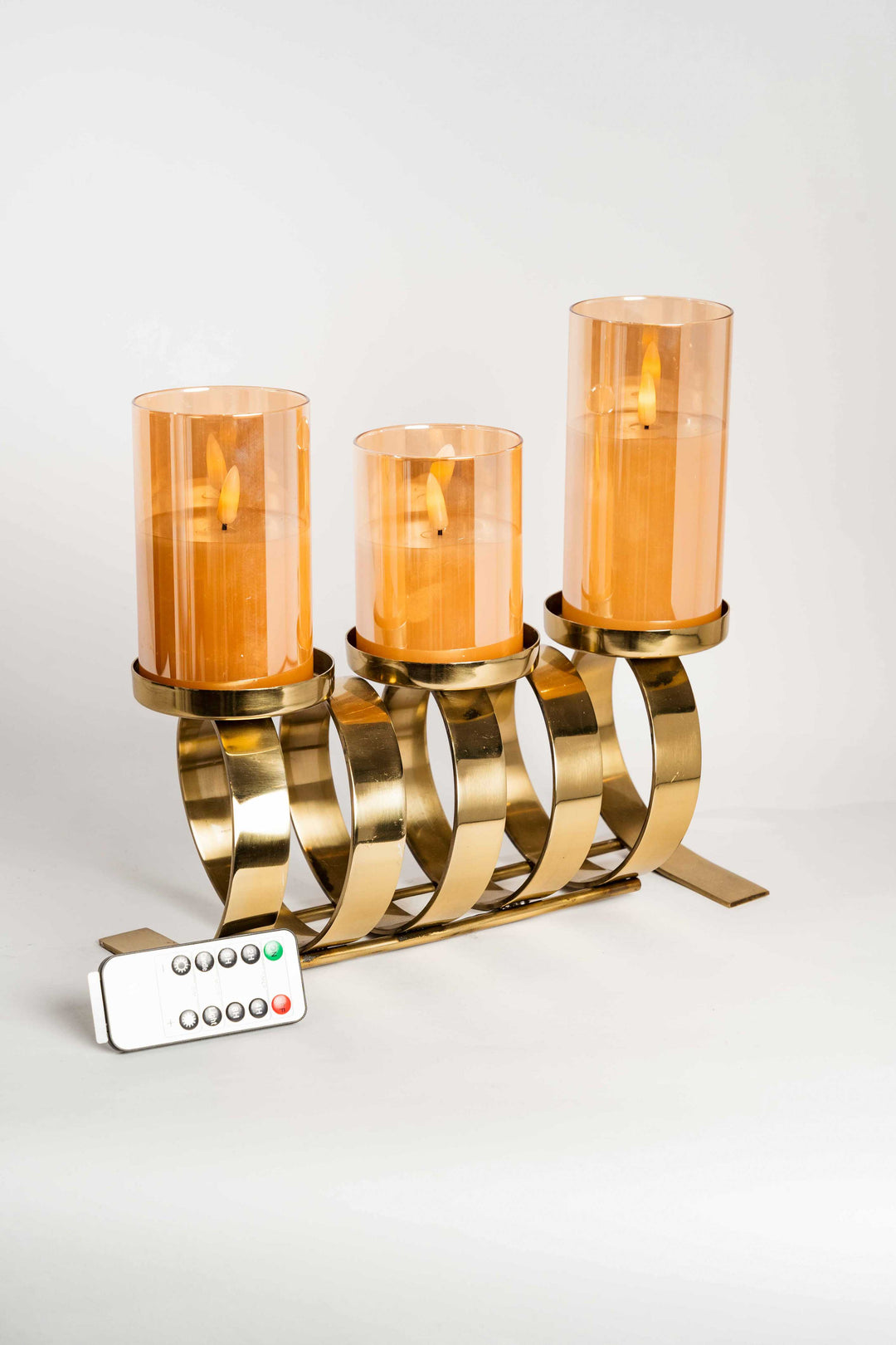 Set 3 Velas Electricas Con Control Beige