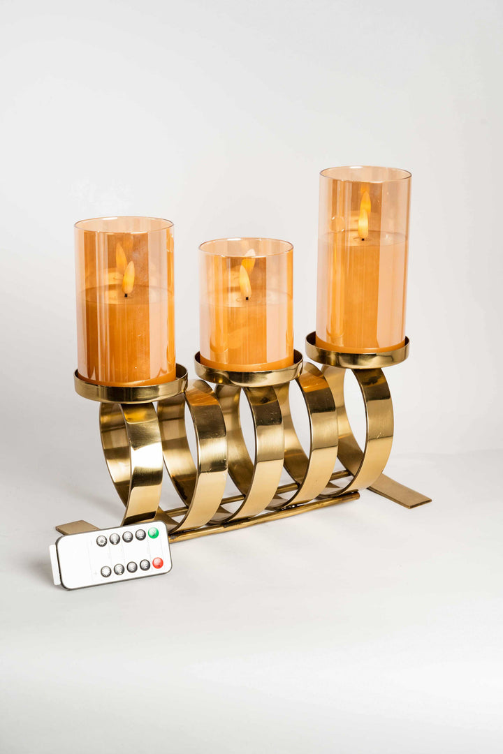 Set 3 Velas Electricas Con Control Beige