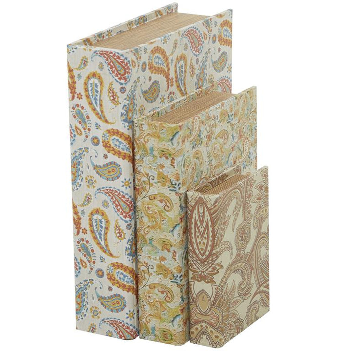 Caja Libros Lona Madera S/3 Blanco Mosaico