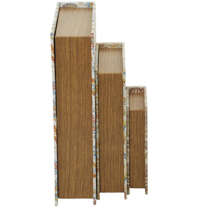 Caja Libros Lona Madera S/3 Blanco Mosaico