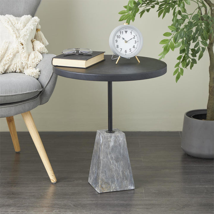Madera Marmol Mesa Auxiliar 51Cm Ancho X 58Cm Alto X 51Cm Profundidad