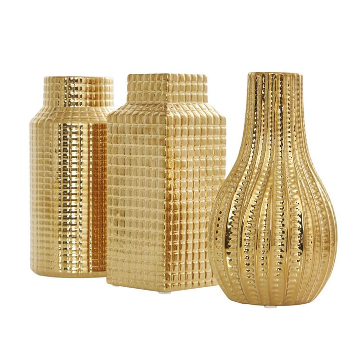 Jarronsito De Ceramica Gold 9Cm Ancho X 20Cm Alto X 9Cm Fondo
