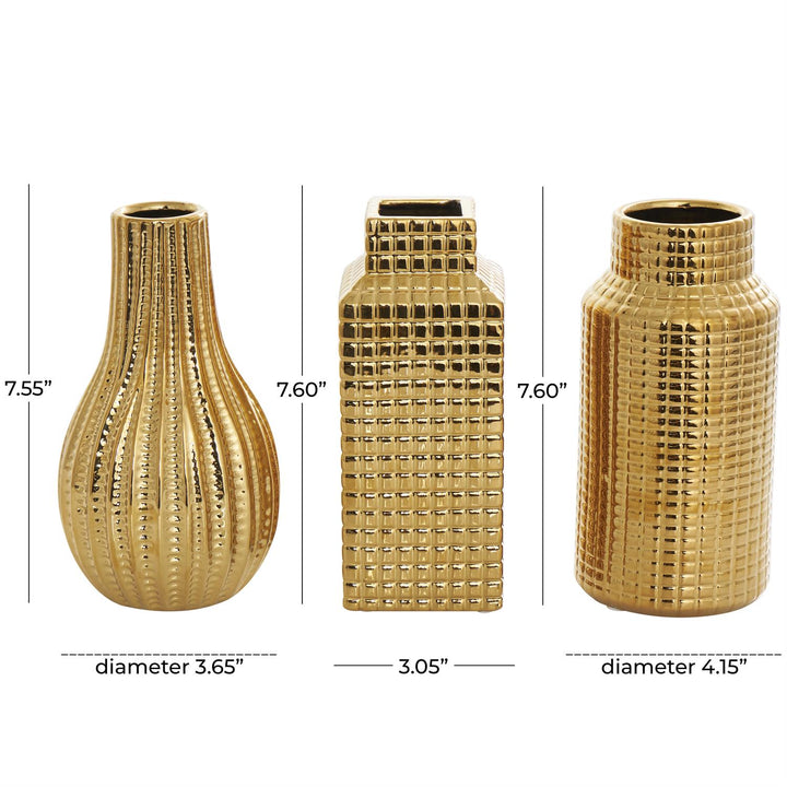 Jarronsito De Ceramica Gold 9Cm Ancho X 20Cm Alto X 9Cm Fondo