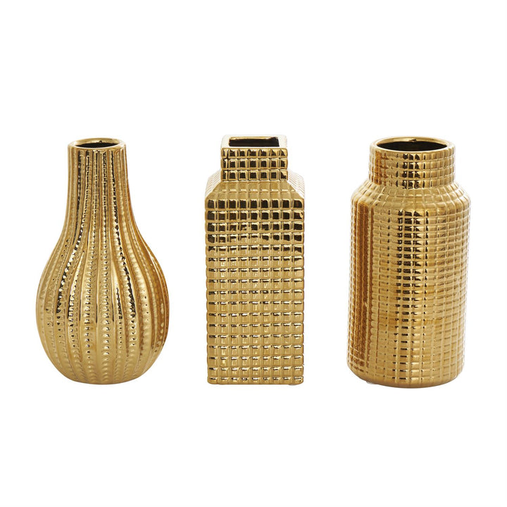 Jarronsito De Ceramica Gold 9Cm Ancho X 20Cm Alto X 9Cm Fondo