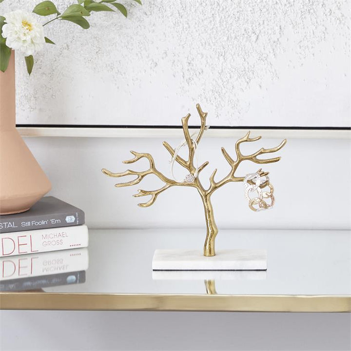 Stnd De Joyería De Mármol De Aluminio 36Cm Ancho X 18Cm Alto X 30Cm Fondo