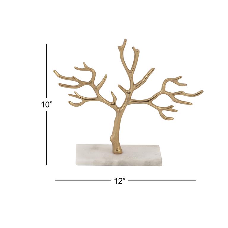 Stnd De Joyería De Mármol De Aluminio 36Cm Ancho X 18Cm Alto X 30Cm Fondo