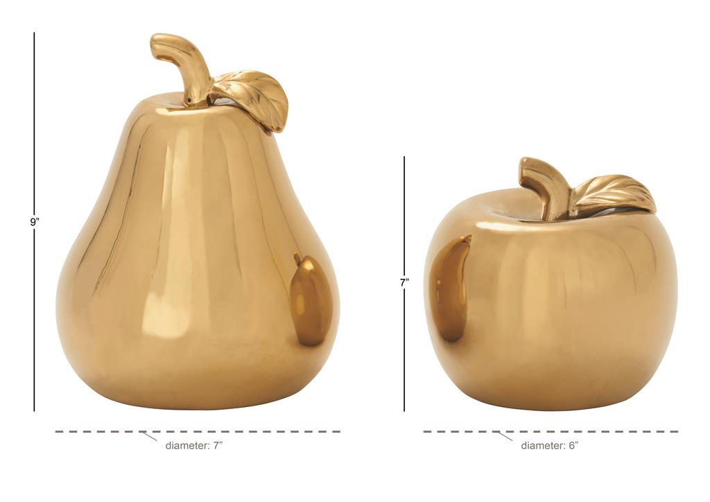 Set Ceramica Oro Pera Manzana 41Cm Ancho X 23Cm Alto X 30Cm Fondo
