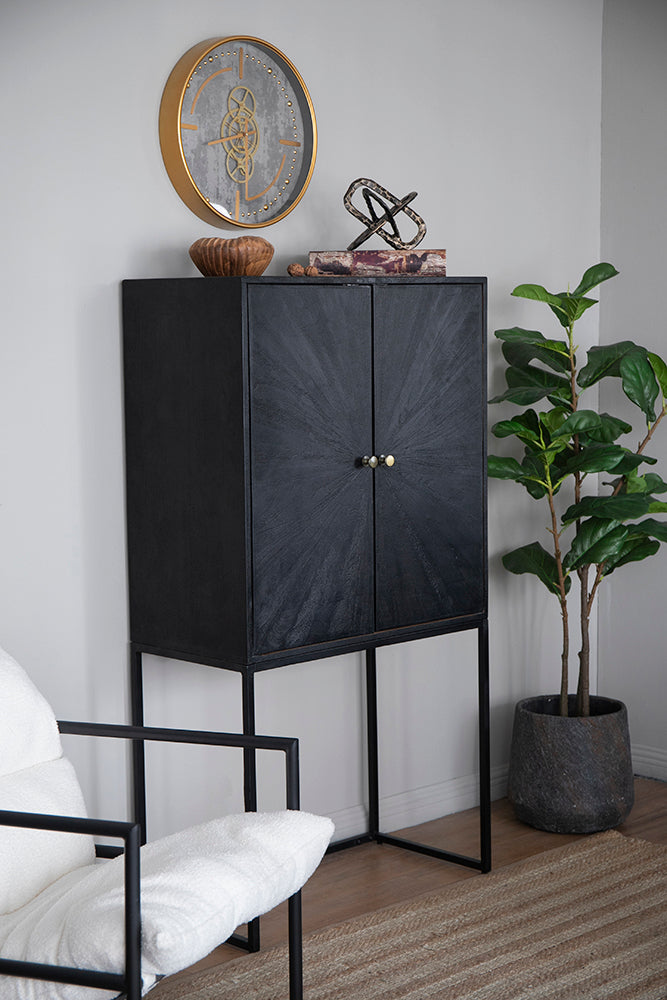 Bar/Bufetera De Madera Negra 80Cm Ancho X 150Cm Alto X 42Cm Profundidad