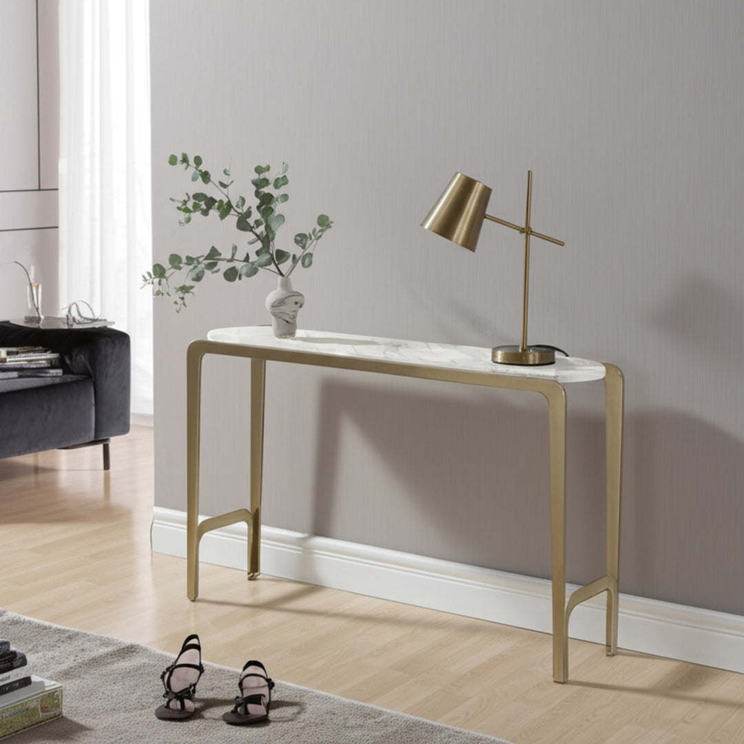 Consola De Quarzo Y Hierro Gold 136Cm Ancho X 83Cm Alto X 36Cm Profundidad