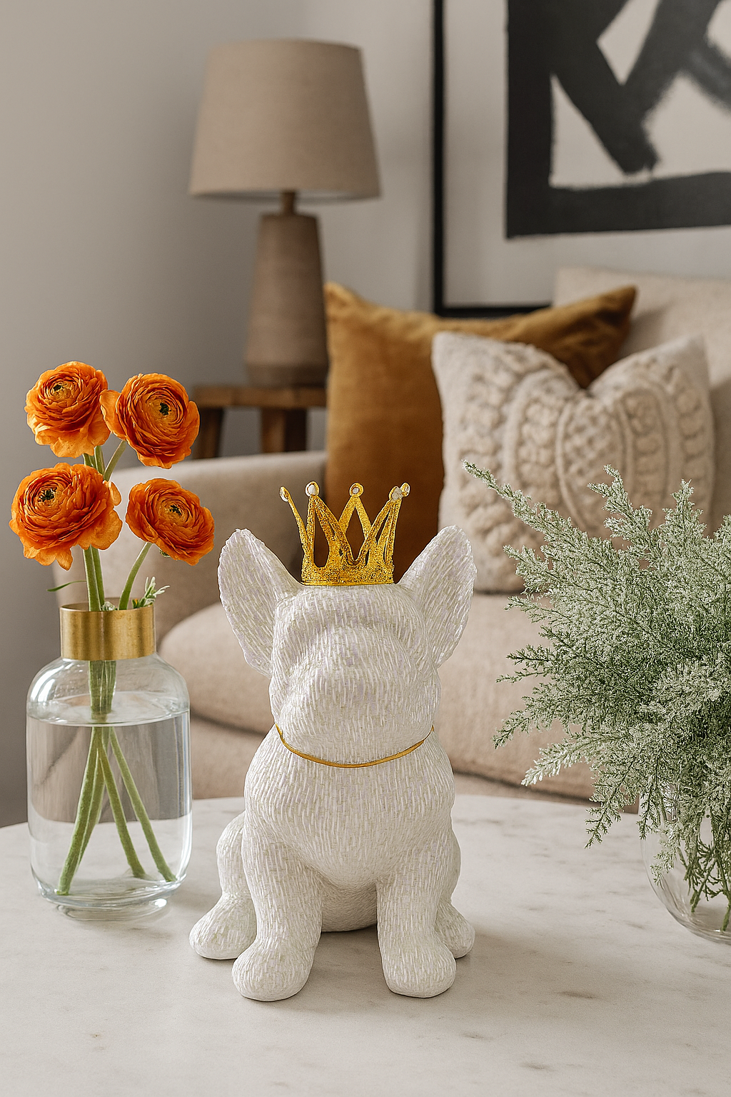 Adornos Decorativo De Poliresina De Perrito Blanco