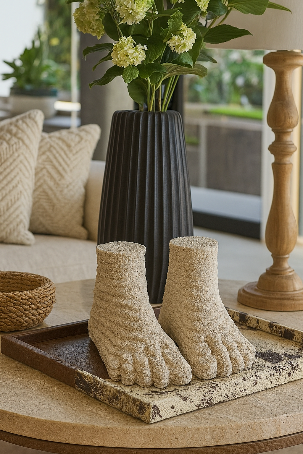 Adornos De Pie De Polireseina Beige