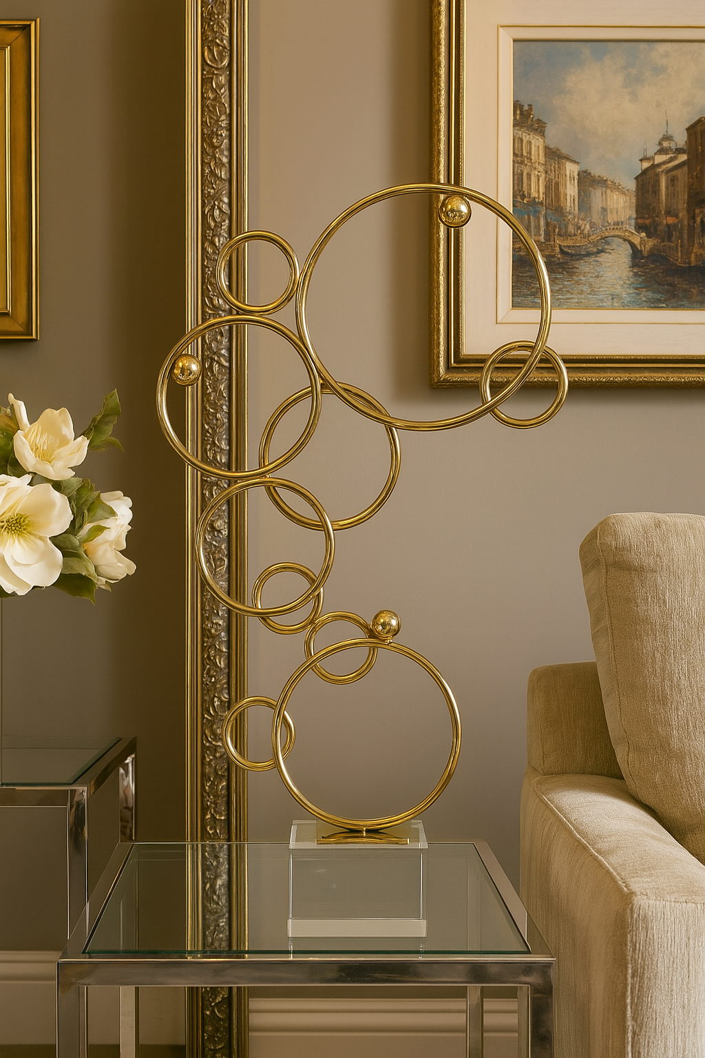 Adorno Decorativo De Metal Color Dorado "A"