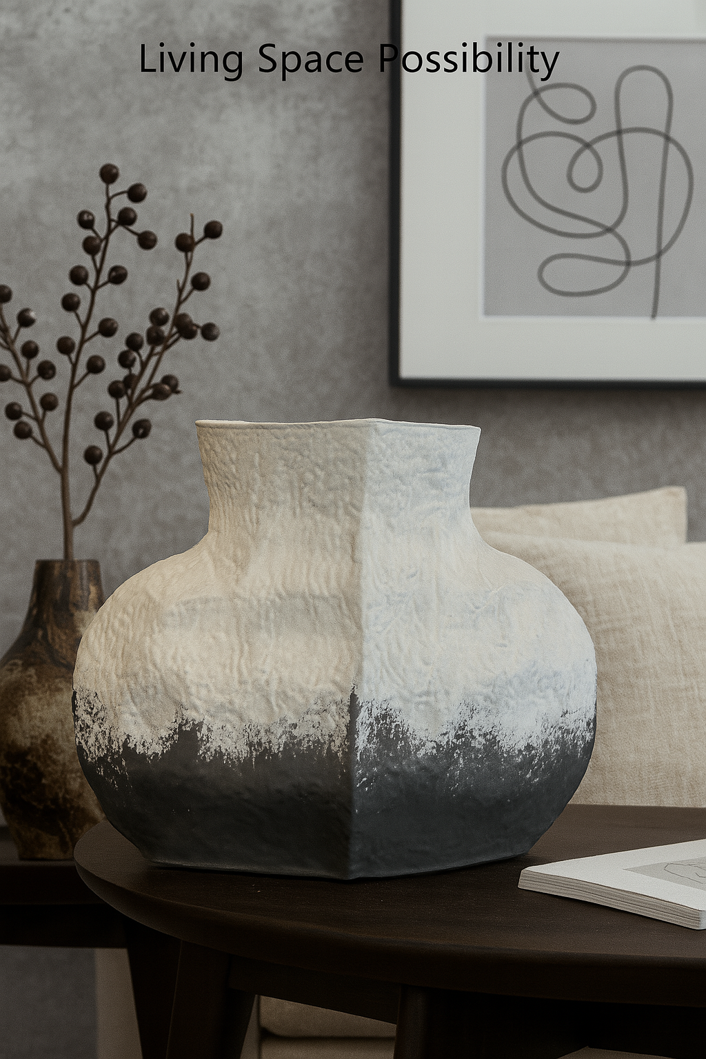 Florero Decorativo De Ceramica Color Beige
