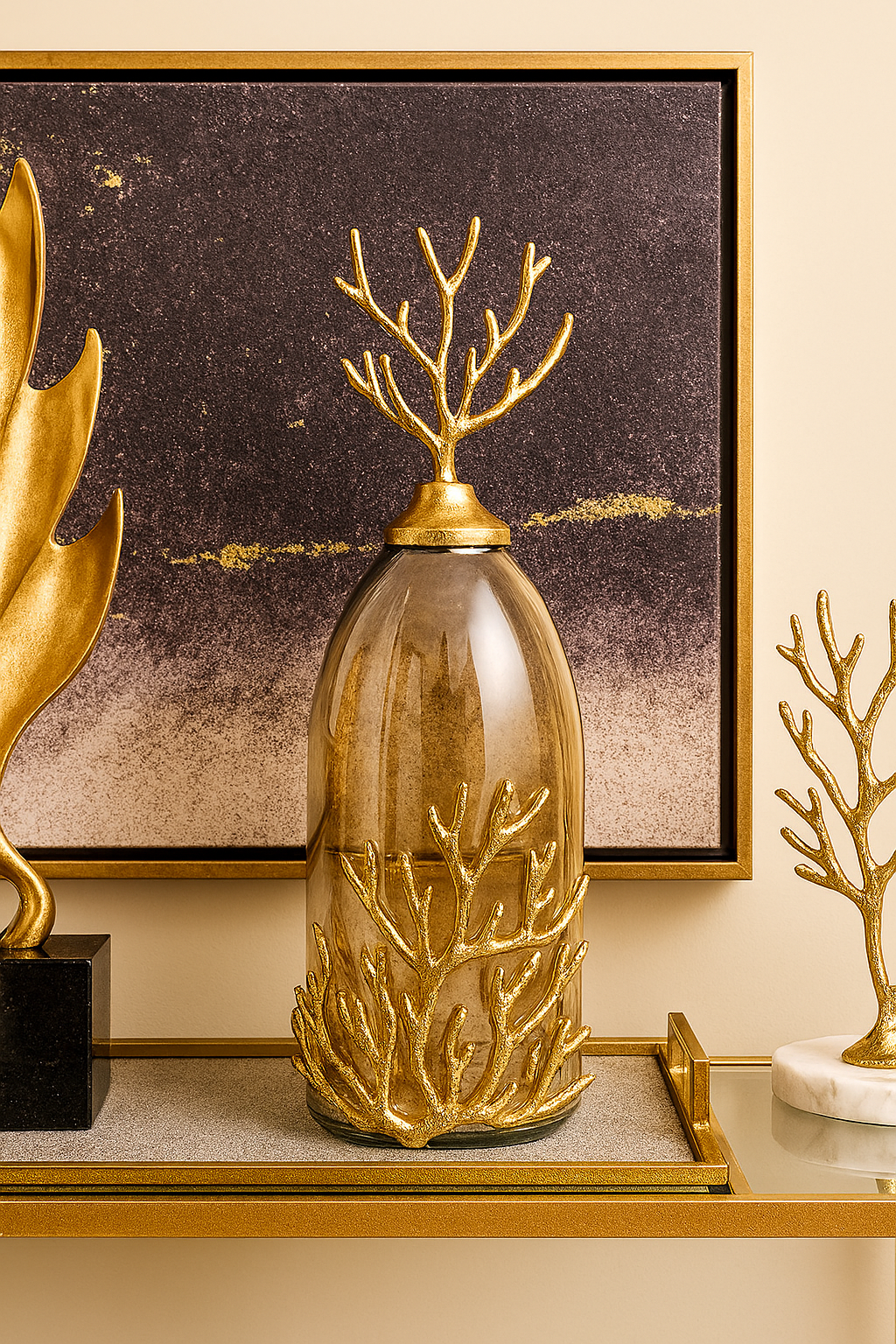 Gold Candelabra 45 Cm Alto