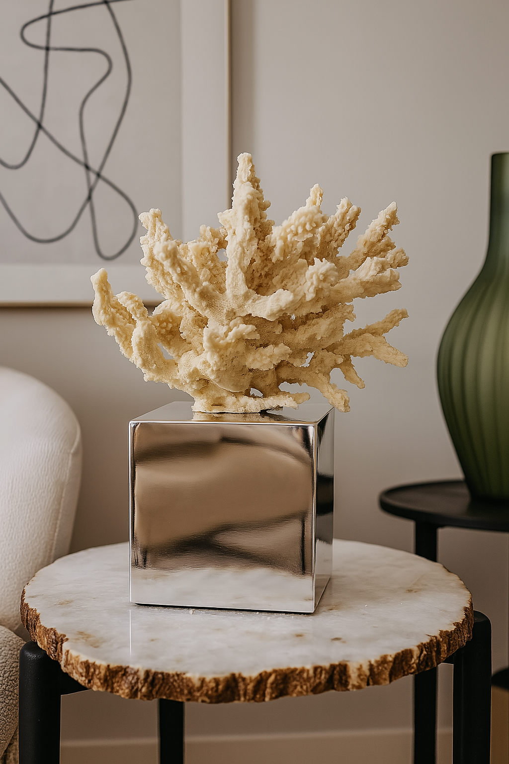 Adorno Decorativo De Coral De Poliresina Dec Color Beige